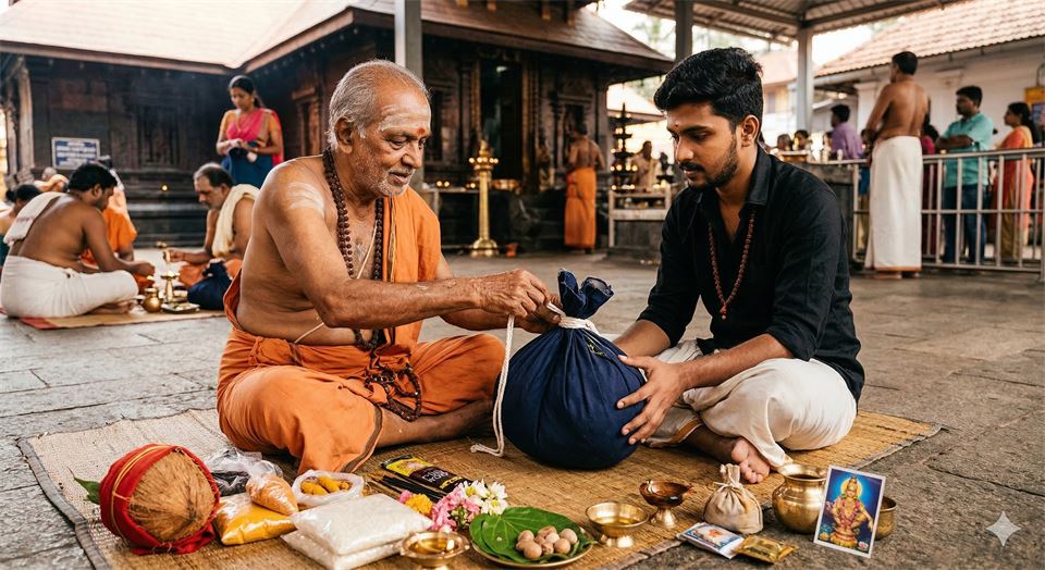 Irumudi preparation and sacred packing